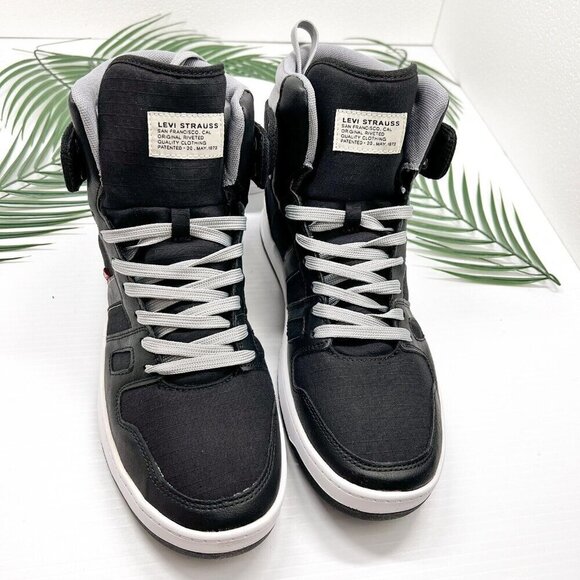 Levi's BB Hi Men's Black/Gray Round Toe Lace Up High-Top Sneakers Size 12M NWB - Picture 2 of 14